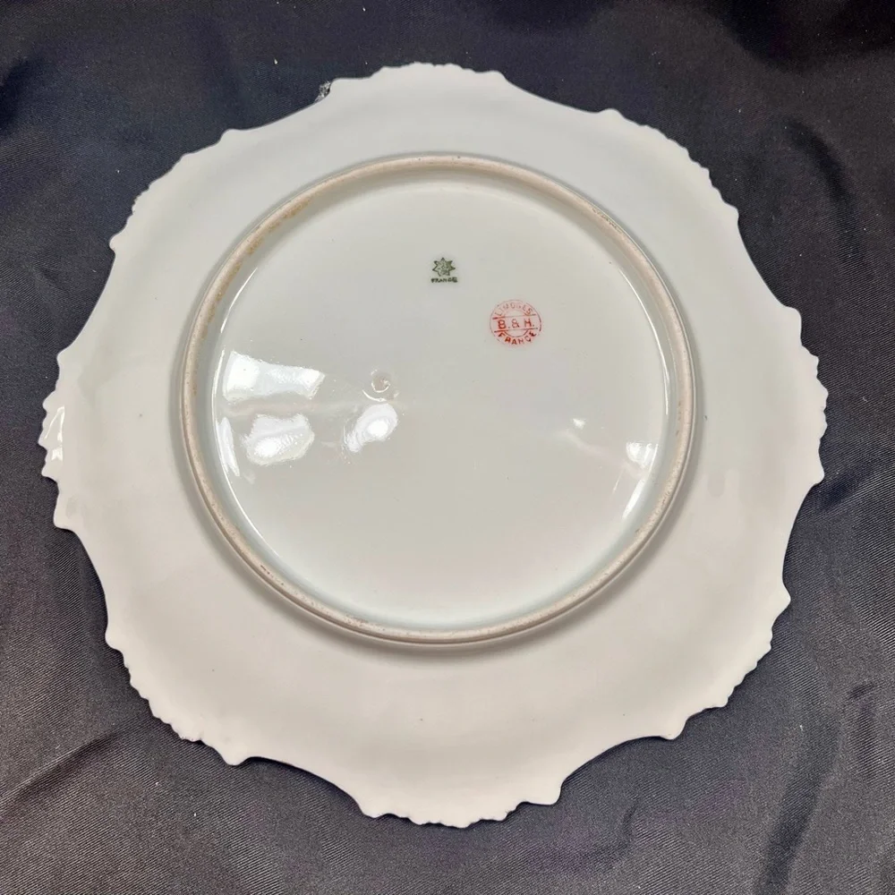 Antique B &‎ H Limoges France Gold Trimmed Fish Plate 8.5” - Signed By “Dubois”